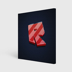 Холст квадратный Roblox red - Роблокс полосатый логотип, цвет: 3D-принт