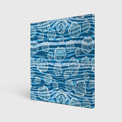 Холст квадратный Паттерн из створок ракушки - океан, цвет: 3D-принт