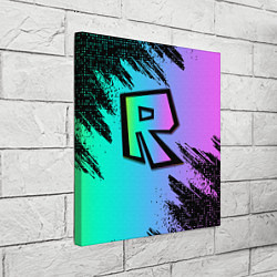 Холст квадратный Roblox neon logo, цвет: 3D-принт — фото 2