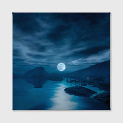 Холст квадратный Пейзаж озера, берега и луны - Dear Esther, цвет: 3D-принт — фото 2
