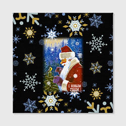 Холст квадратный Новый год дед мороз и птичка, цвет: 3D-принт — фото 2