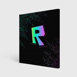Холст квадратный Roblox logo neon, цвет: 3D-принт