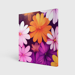 Холст квадратный Яркие фанстастические цветы, цвет: 3D-принт