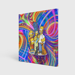 Холст квадратный Семейка Симпсонов празднуют Новый Год, цвет: 3D-принт