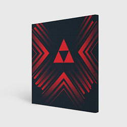 Холст квадратный Красный символ Zelda на темном фоне со стрелками, цвет: 3D-принт