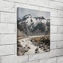 Холст квадратный Горы и река с камнями, цвет: 3D-принт — фото 2