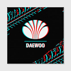 Холст квадратный Значок Daewoo в стиле glitch на темном фоне, цвет: 3D-принт — фото 2