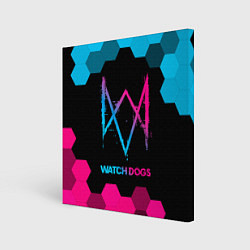 Холст квадратный Watch Dogs - neon gradient, цвет: 3D-принт