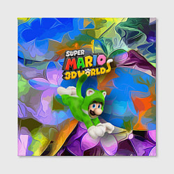 Холст квадратный Luigi cat - Super Mario 3D World - Nintendo, цвет: 3D-принт — фото 2