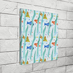 Холст квадратный Детский рисунок рыбки акварель, цвет: 3D-принт — фото 2