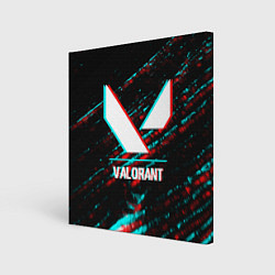 Холст квадратный Valorant в стиле glitch и баги графики на темном ф, цвет: 3D-принт