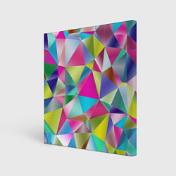 Холст квадратный Радужные трехмерные треугольники, цвет: 3D-принт