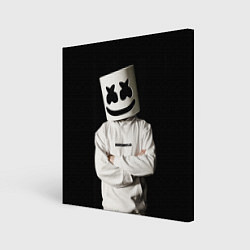 Холст квадратный Marshmello на чёрном фоне, цвет: 3D-принт