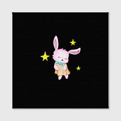 Холст квадратный Крольчонок танцует со звёздами на чёрном фоне, цвет: 3D-принт — фото 2