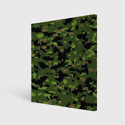 Холст квадратный Камуфляж лесной пиксель, цвет: 3D-принт