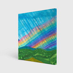 Холст квадратный Летний дождь радуга, цвет: 3D-принт