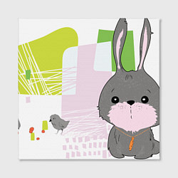 Холст квадратный Кролик и птички, цвет: 3D-принт — фото 2
