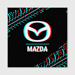 Холст квадратный Значок Mazda в стиле glitch на темном фоне, цвет: 3D-принт — фото 2