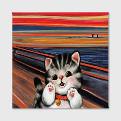 Холст квадратный Крик котёнка мяу, цвет: 3D-принт — фото 2
