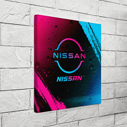Холст квадратный Nissan - neon gradient, цвет: 3D-принт — фото 2