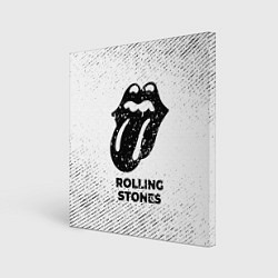 Холст квадратный Rolling Stones с потертостями на светлом фоне, цвет: 3D-принт