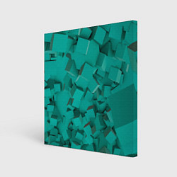 Холст квадратный Абстрактные сине-зелёные кубы, цвет: 3D-принт