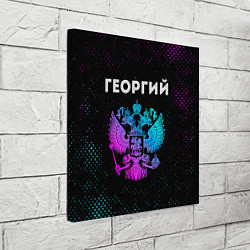 Холст квадратный Георгий и неоновый герб России, цвет: 3D-принт — фото 2
