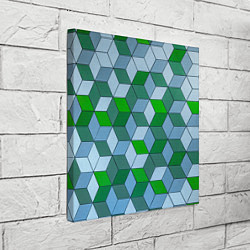 Холст квадратный Зелёные и серые абстрактные кубы с оптической иллю, цвет: 3D-принт — фото 2