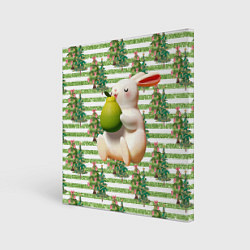 Холст квадратный Кролик с грушей, цвет: 3D-принт