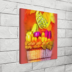 Холст квадратный Спелые фрукты и овощи в плетеной корзине, цвет: 3D-принт — фото 2