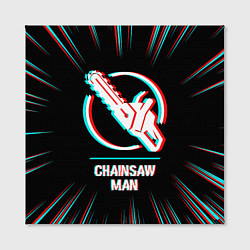 Холст квадратный Символ Chainsaw Man в стиле glitch на темном фоне, цвет: 3D-принт — фото 2