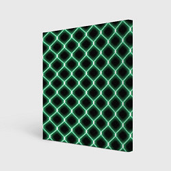 Холст квадратный Зелёная неоновая сетка, цвет: 3D-принт