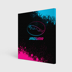 Холст квадратный Jaguar - neon gradient, цвет: 3D-принт