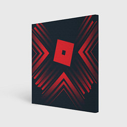 Холст квадратный Красный символ Roblox на темном фоне со стрелками, цвет: 3D-принт
