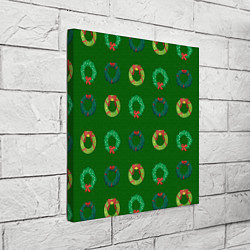 Холст квадратный Зеленые рождественские венки омелы, цвет: 3D-принт — фото 2