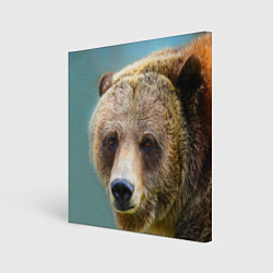 Холст квадратный Русский бурый медведь, цвет: 3D-принт