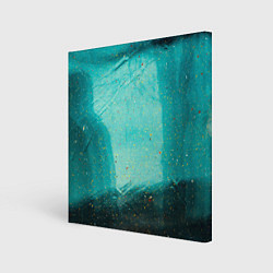 Холст квадратный Сине-зелёный туман и мазки красок, цвет: 3D-принт