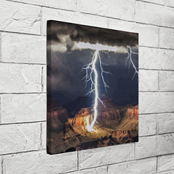 Холст квадратный Мощная молния в горах, цвет: 3D-принт — фото 2
