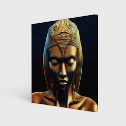 Холст квадратный Нейросеть - золотая статуя египетской царицы, цвет: 3D-принт