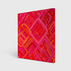 Холст квадратный Красные абстрактные геометрические ромбы, цвет: 3D-принт