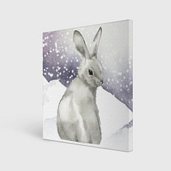 Холст квадратный Милый кролик на снегу, цвет: 3D-принт