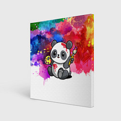 Холст квадратный Милый пандёныш - великий художник, цвет: 3D-принт