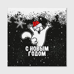Холст квадратный С Новым годом - кот Саймона и снежинки, цвет: 3D-принт — фото 2