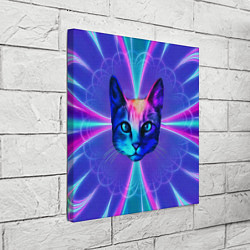 Холст квадратный Яркий неоновый портрет кота, цвет: 3D-принт — фото 2