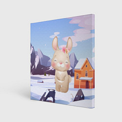 Холст квадратный Зайка зима, цвет: 3D-принт
