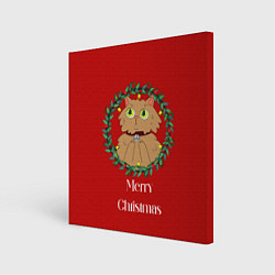 Холст квадратный Christmas cat with a garland, цвет: 3D-принт