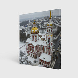 Холст квадратный Киров - Спасский собор зимой, цвет: 3D-принт