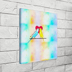 Холст квадратный Влюбленные волнистые попугайчики, цвет: 3D-принт — фото 2