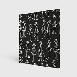 Холст квадратный Черно-белые люди, цвет: 3D-принт