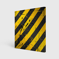 Холст квадратный WARNING - желто-черные полосы, цвет: 3D-принт